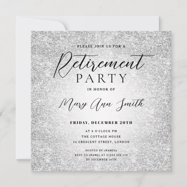 Carte Élégant Parti de la retraite Glam Parties scintill (Devant)