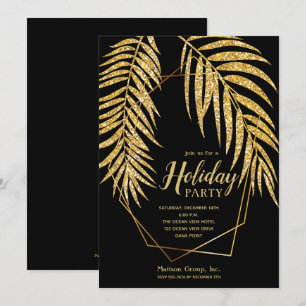 Carte Elégant Parties scintillant or Palm Holiday Noël I
