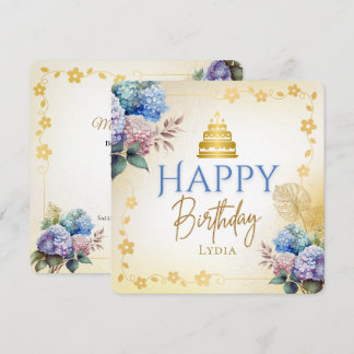 Carte Elegant Personalized Hydrangea Flat Birthday