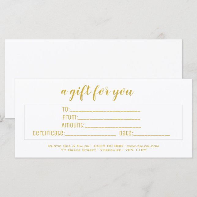 Carte Élégant personnalisation White & Gold Script Busin (Devant / Derrière)