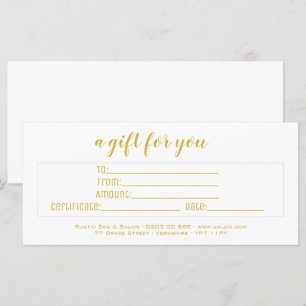 Carte Élégant personnalisation White & Gold Script Busin