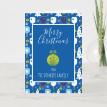 Elégant pickleball de Noël bleu et blanc