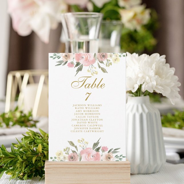 Carte Élégant Pink Floral Gold Mariage Graphique de sièg (Créateur téléchargé)