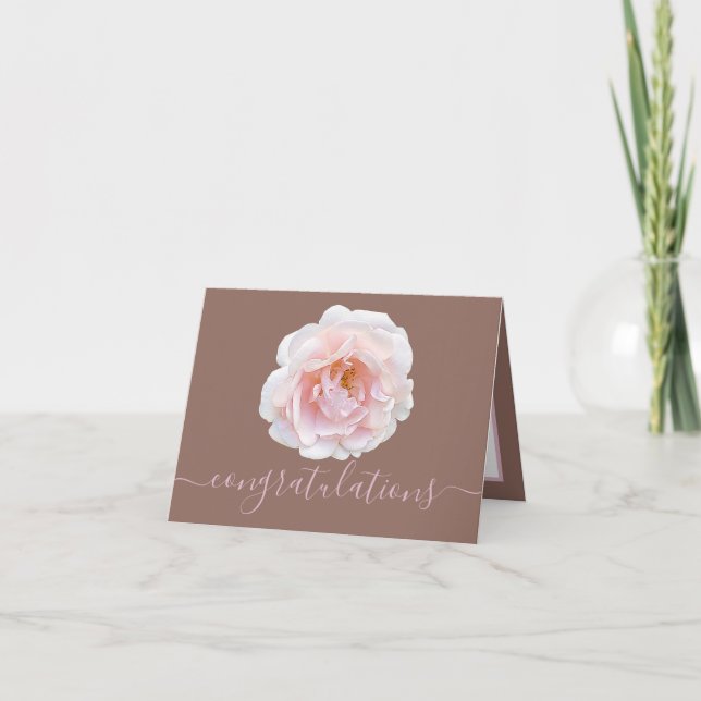Carte Elegant Pink Rose Botanical Color Congratulations (Devant)