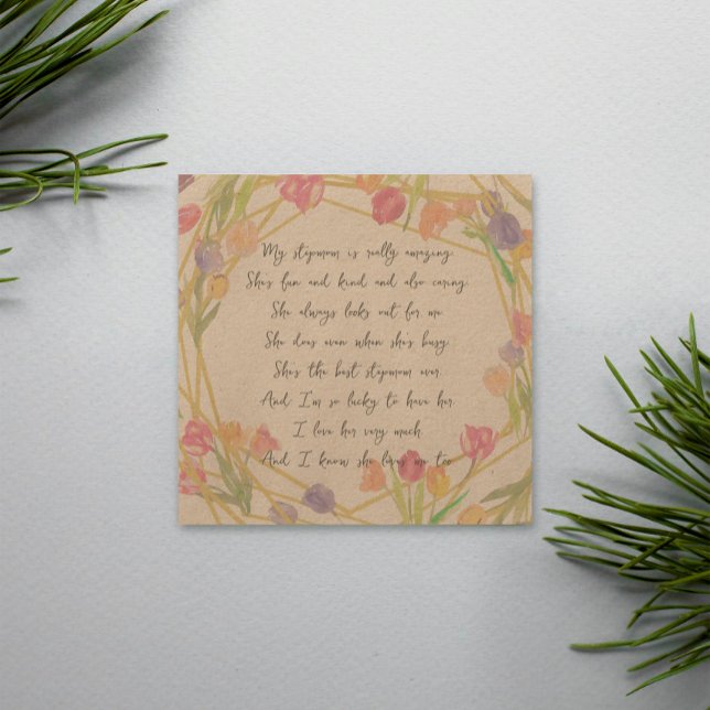 Carte Elégant poème d'appréciation florale pour Stepmère (Créateur téléchargé)