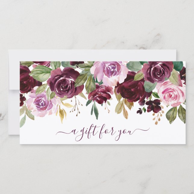 Carte Élégant Purple Floral Business Certificat cadeau (Devant)
