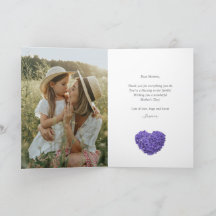 Élégant Purple Floral Heart Photo Fête des Mères