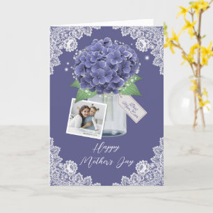Carte Elégant Purple Floral Photo Bonne Fête des Mères