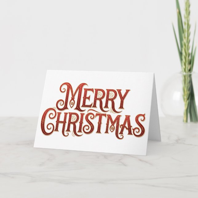 Carte Elegant Red and Gold Glitter Merry Christmas (Devant)