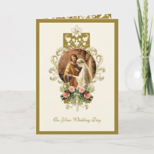 Carte Élégant Religieux Catholique Mary Joseph Mariage