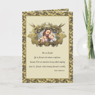 Carte Élégant Religieux Saint Joseph Enfant Jésus Or