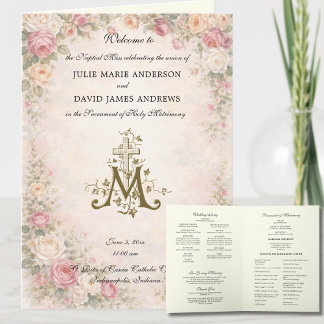 Carte Elegant Religious Catholic Wedding Mass Program