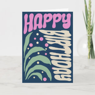 Carte Elégant Retro Super les années 70 Hippie Flower An