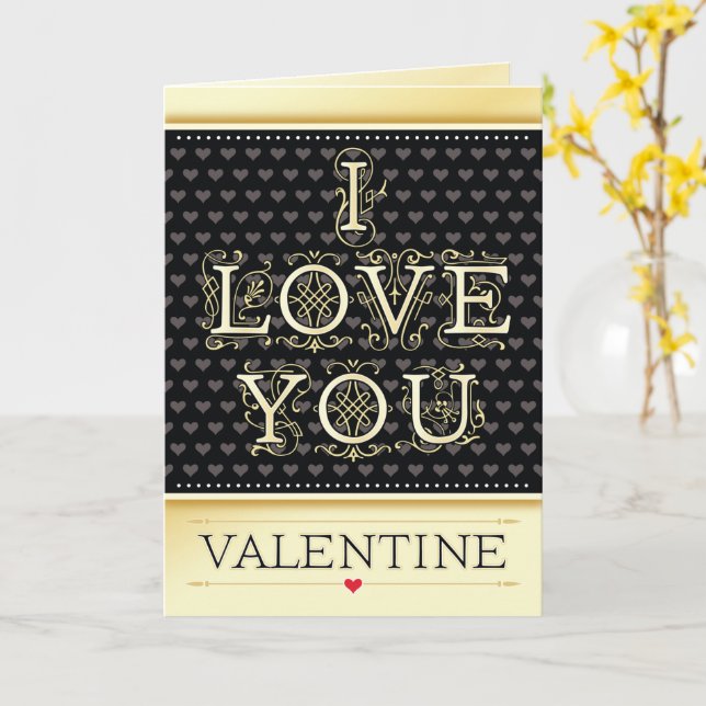 Carte Élégant romantique Je t'aime Coeurs de la Saint-Va (Fleur jaune)