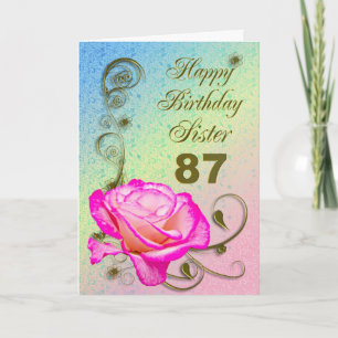 Carte Elegant rose 87th birthday