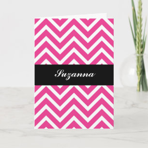 Carte Elégant rose Chevron et noir personnalisé