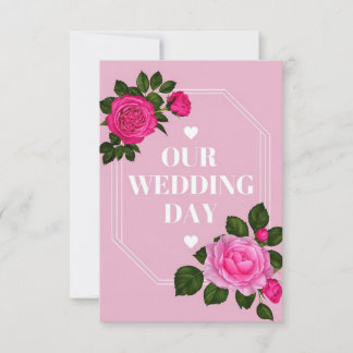 Carte Elégant rose de mariage jour d'invitation concepti