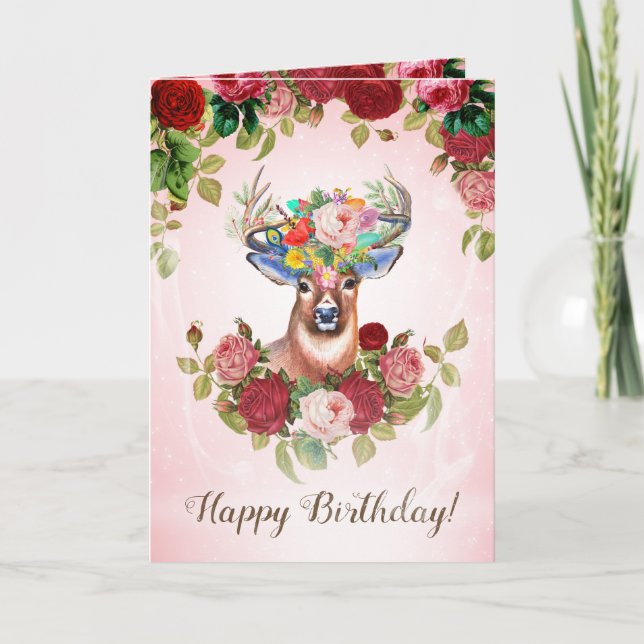 Carte Élégant Rose floral doux et rose Cher anniversaire (Devant)