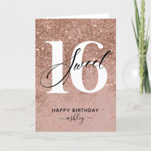 Carte Élégant Rose Gold Sweet 16 Anniversaire