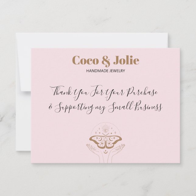 Carte Élégant rose Mystique Personnalisé Logo Merci (Devant)