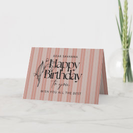 Carte Elégant rose raypes joyeuse Anniversaire à vous Ca