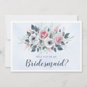 Carte Élégant Rose Roses Bleu Serez-Vous Ma Femme D'Accu