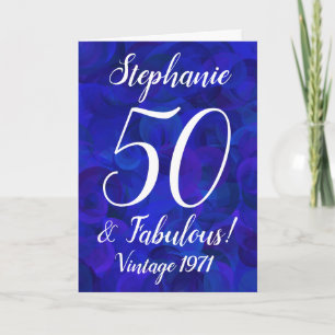 Carte Elégant Royal Blue 50 et Fabuleux anniversaire