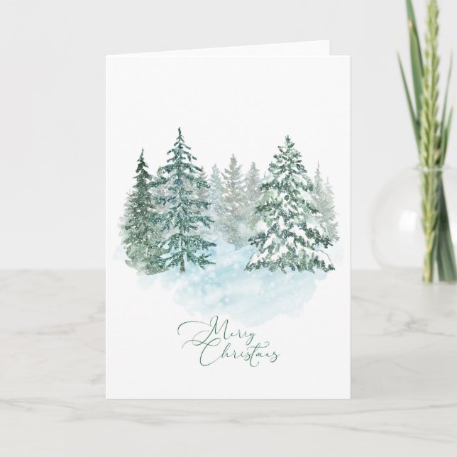 Carte Elégant rustique aquarelle Noël Arbre de Noël (Devant)