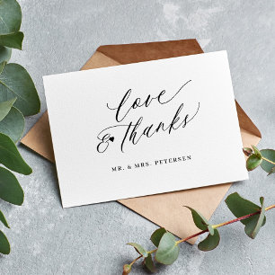 Carte Élégant script amour et merci mariage merci