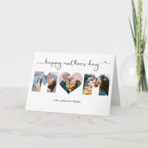 Carte Élégant script Heart Mom Photo Joyeuse fête des mè