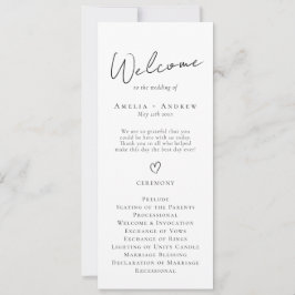 Carte Élégant Script minimal Noir White Wedding Programm