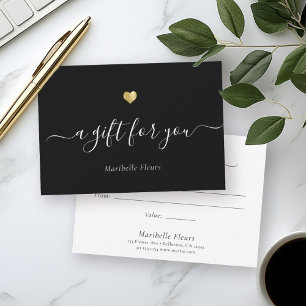 Carte Élégant Script moderne Gold Heart Certificat cadea