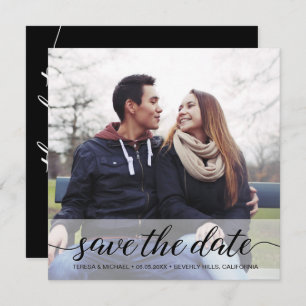 Carte Elegant Script Photo QR code site mariage