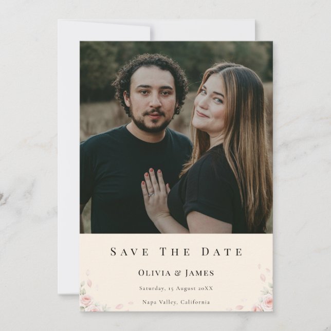Carte Elegant Script Photo Wedding Save the Date Invite  (Devant)