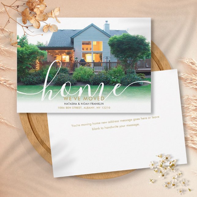 Carte Élégant Script Script Nouveau Home Photo Faire-par (Elegant Script Script New Home Photo Announcement)