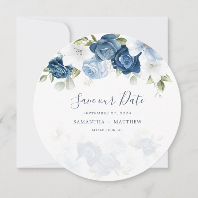 Carte Élégant Script Watercolor Flowers Enregistrer notr (Devant)
