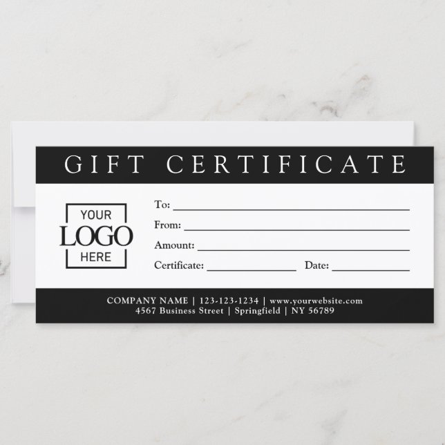 Carte Elegant Simple Custom Business Gift Certificate  (Devant)