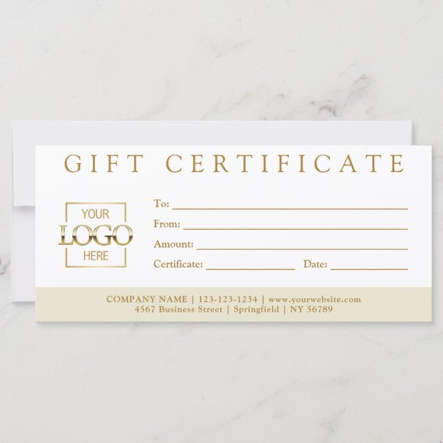 Carte Elegant Simple Custom Business Gift Certificate (Devant)