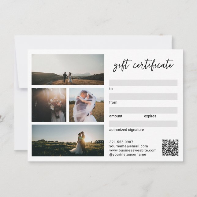 Carte Élégant Simple Moderne Photographie Certificat cad (Dos)
