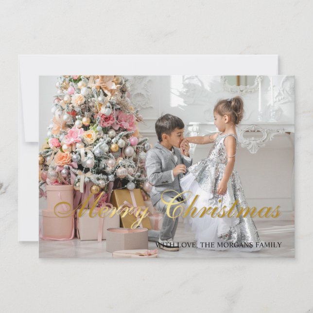 Carte Élégant Snowflakes, Arbre de Noël, Photo (Devant)