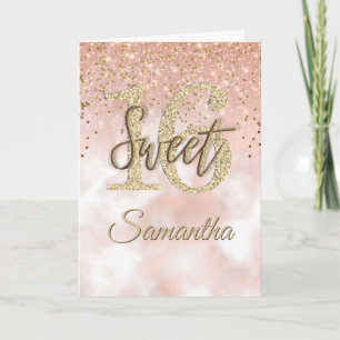 Carte Elégant Sweet 16 Anniversaire Rose Gold Parties sc