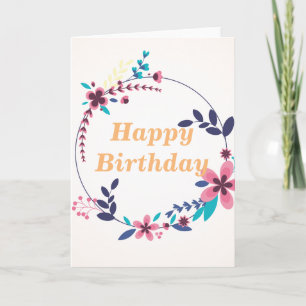Carte Elégant thème floral Joyeux anniversaire