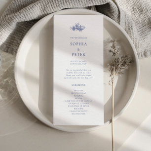 Carte Élégant Toile bleu français Cérémonie Florale Prog