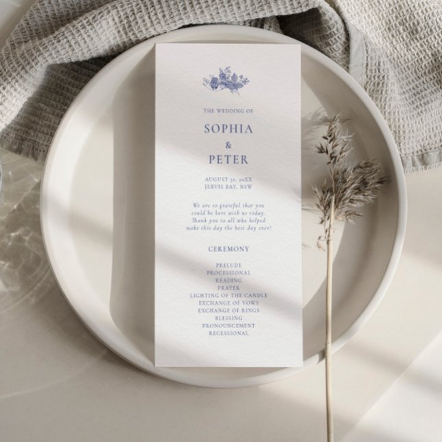 Carte Élégant Toile bleu français Cérémonie Florale Prog (Créateur téléchargé)