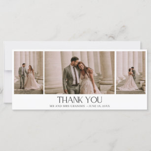 Carte Elégant trois photo Collage Mariage Merci