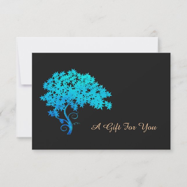 Carte Élégant Turquoise Zen Tree logo certificat cadeau (Devant)