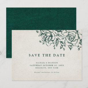 Carte Élégant vert émeraude économiser la date