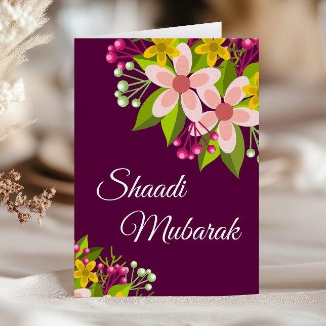 Carte Elegant Vibrant Floral Shaadi Mubarak (Créateur téléchargé)