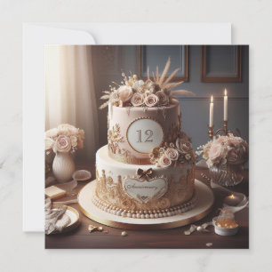 CARTE ÉLÉGANT VINTAGE REGARDER LE GÂTEAU ANNIVERSAIRE SA