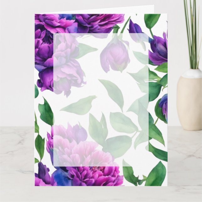 Carte Elégant violet magenta rose de l'aquarelle pivoine (Devant)